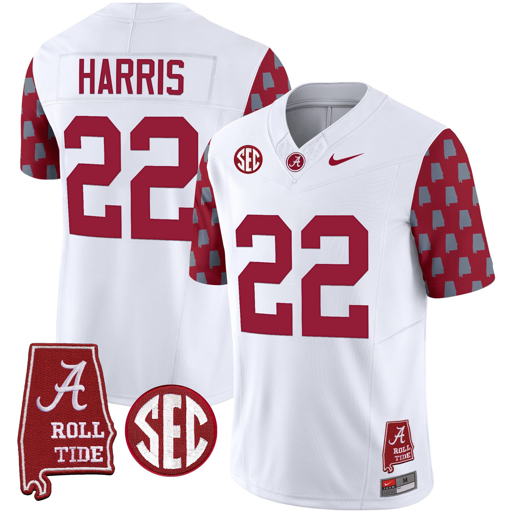Men Alabama Crimson Tide 22 Harris White Vapor Limited 2024 Nike NCAA Jersey style 1